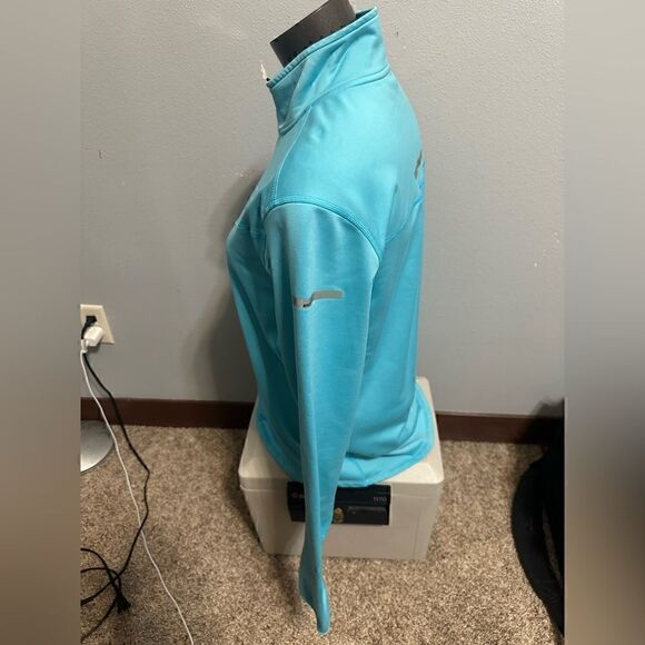 Nike Drifit Running Women's Medium Turquoise Half ZIP Jacket - Picture 2 of 5